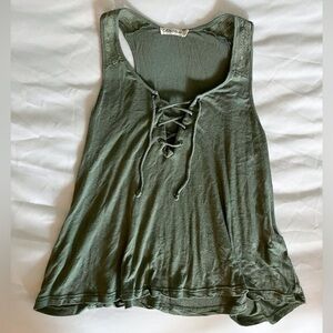 Chloe & Katie Green Lace-up Tank Top Size Small